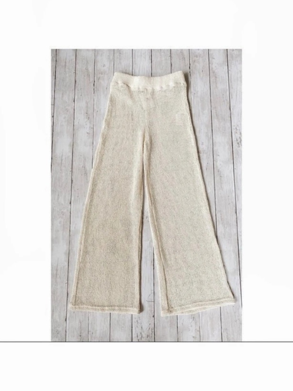 Free People Summer Free Knit Pants Cream Wide Leg